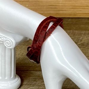 Red Leather Braided Bracelet oil tanned leather handmade jewelry